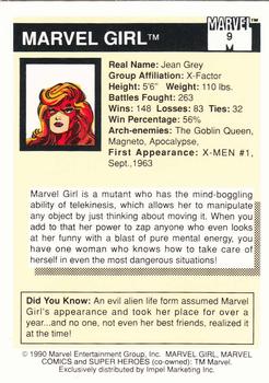 1990 Impel Marvel Universe #9 Marvel Girl Back
