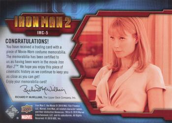 2010 Upper Deck Iron Man 2 - Memorabilia #IMC-5 Pepper Potts Back