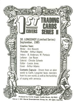 1991 Comic Images Marvel Comics First Covers II #30 Longshot (Limited Series) Back