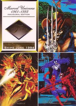 1994 Flair Marvel Universe - 4up-Panels #NNO Title Card / Bone Claws / Phoenix / Maximum Carnage Front