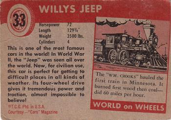 1953-55 Topps World on Wheels (R714-24) #33 Willys Jeep Back