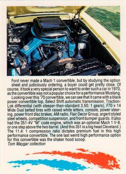 1992 Performance Years Mustang Cards #34 '70 Convertible Back