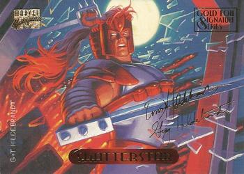 1994 Fleer Marvel Masterpieces Hildebrandt Brothers - Gold Foil Signature #107 Shatterstar Front