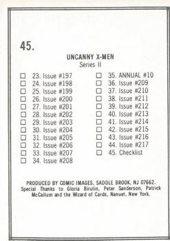 1990 Comic Images Uncanny X-Men II #45 Checklist Back