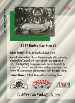 1992-93 Champs American Vintage Cycles #89 1957 Harley-Davidson XL Back