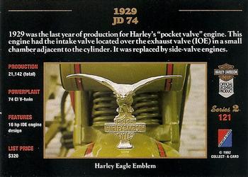 1992-93 Collect-A-Card Harley Davidson #121 1929 JD 74 Back