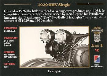 1992-93 Collect-A-Card Harley Davidson #12 1929 OHV Single Back