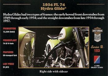 1992-93 Collect-A-Card Harley Davidson #153 1954 FL 74 Hydra Glide Back