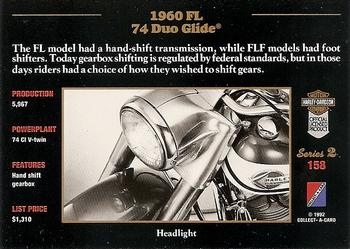 1992-93 Collect-A-Card Harley Davidson #158 1960 FL 74 Duo Glide Back