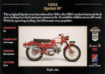 1992-93 Collect-A-Card Harley Davidson #161 1962 Sprint H Back