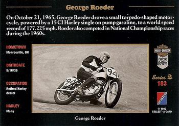 1992-93 Collect-A-Card Harley Davidson #183 George Roeder Back