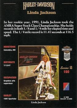 1992-93 Collect-A-Card Harley Davidson #190 Linda Jackson Back