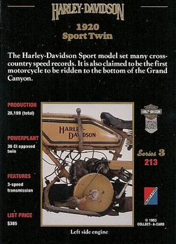 1992-93 Collect-A-Card Harley Davidson #213 1920 Sport Twin Back