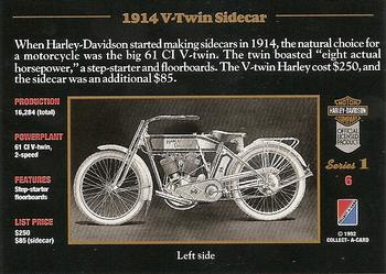 1992-93 Collect-A-Card Harley Davidson #6 1914 with Sidecar Back