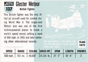 1956 Topps Jets (R707-1) #137 Gloster Meteor              British fighter Back