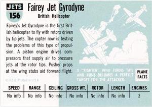 1956 Topps Jets (R707-1) #156 Fairey Jet Gyrodyne         British 'copter Back