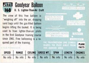 1956 Topps Jets (R707-1) #168 Balloon                     U.S. craft Back