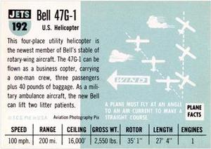 1956 Topps Jets (R707-1) #192 Bell 47G-1                  U.S. helicopter Back