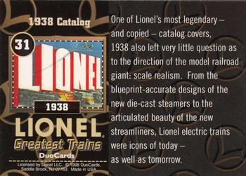 1998 DuoCards Lionel Greatest Trains #31 1938  1938 Catalog Back