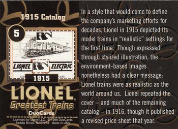 1998 DuoCards Lionel Greatest Trains #5 1915  1915 Catalog Back