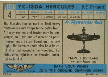 1957 Topps Planes (R707-2) #4 YC-130A Hercules Back