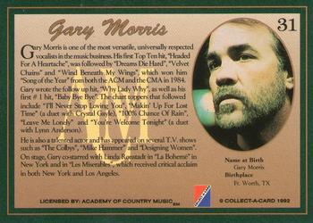 1992 Collect-A-Card Country Classics #31 Gary Morris Back