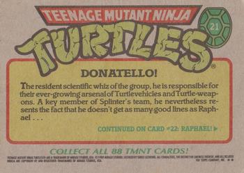 1989 Topps Teenage Mutant Ninja Turtles #21 Donatello! Back