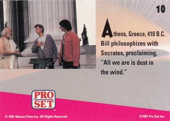 1991 Pro Set Bill & Ted's Most Atypical Movie Cards #10 Athens, Greece, 410 B.C. Bill philosophizes with Socrates, Back