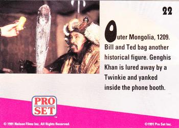 1991 Pro Set Bill & Ted's Most Atypical Movie Cards #22 Outer Mongolia, 1209. Bill and Ted bag another historical figure Back