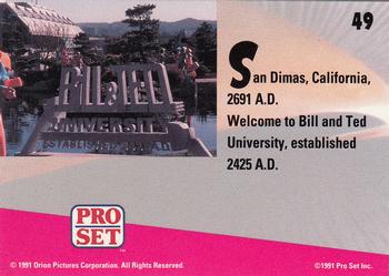 1991 Pro Set Bill & Ted's Most Atypical Movie Cards #49 San Dimas, California, 2691 A.D. Back