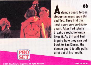 1991 Pro Set Bill & Ted's Most Atypical Movie Cards #66 A demon guard forces sledgehammers upon Bill and Ted. Back