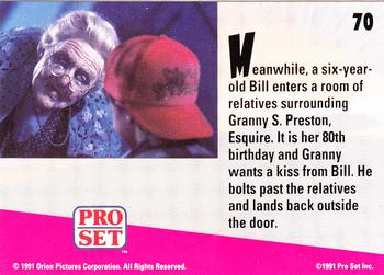 1991 Pro Set Bill & Ted's Most Atypical Movie Cards #70 Meanwhile, a six-year-old Bill enters a room of relatives Back