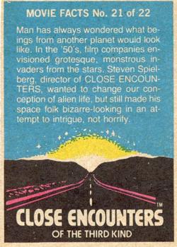 1978 Topps Close Encounters of the Third Kind #1 Vanished Planes reappear in the desert! Back