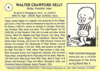 1992 Eclipse Famous Comic Book Creators #4 Walt Kelly Back