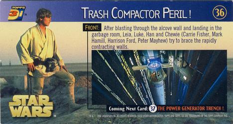 1996 Topps 3Di Star Wars #36 Trash Compactor Peril Back