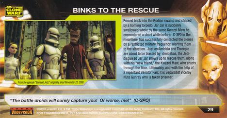 2009 Topps Widevision Star Wars: The Clone Wars #29 Binks to the Rescue Back