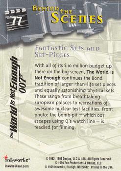 1999 Inkworks James Bond The World Is Not Enough #77 Fantastic Sets and Set-Pieces Back