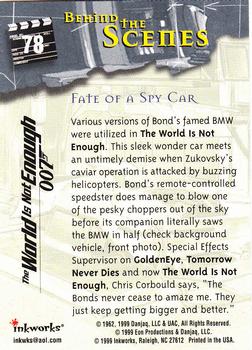 1999 Inkworks James Bond The World Is Not Enough #78 Fate of a Spy Car Back