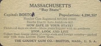 1936 Goudey Auto License Plates (R19-1) #NNO Massachusetts Back