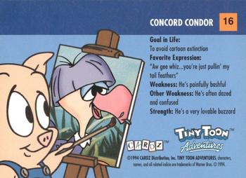 1994 Cardz Tiny Toon Adventures #16 Concord Condor Back