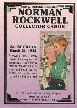 1993 Comic Images Norman Rockwell Saturday Evening Post #81 Secrets Back