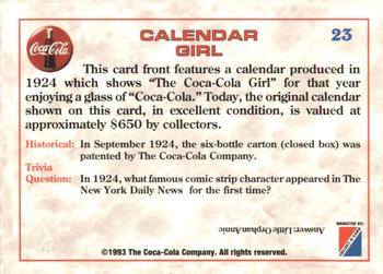 1993 Collect-A-Card Coca-Cola Collection Series 1 #23 Calendar Girl Back