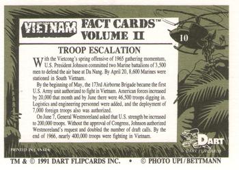 1991 Dart Vietnam Facts Volume II #10 Troop Escalation Back