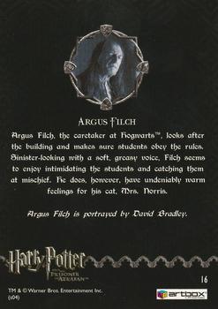 2004 ArtBox Harry Potter and the Prisoner of Azkaban #16 Argus Filch Back