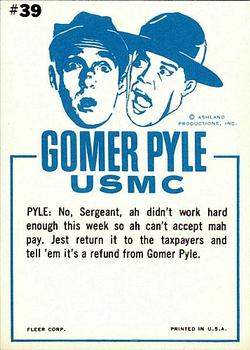 1965 Fleer Gomer Pyle #39 Golly, Sergeant, you and Uncle Sam are just too ge Back