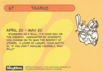 1992 SkyBox Garfield Premier Edition #67 Taurus Back