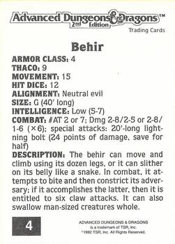 1992 TSR Advanced Dungeons & Dragons #4 Behir Back