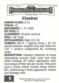 1992 TSR Advanced Dungeons & Dragons #9 Cloaker Back
