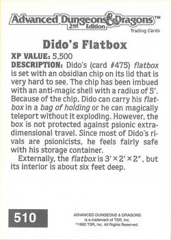 1992 TSR Advanced Dungeons & Dragons #510 Dido's Flatbox Back