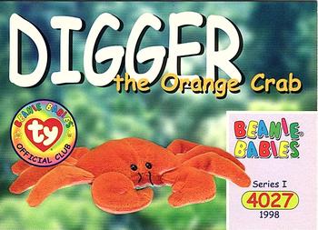 1998 Ty Beanie Babies I #68 Digger the Orange Crab Front